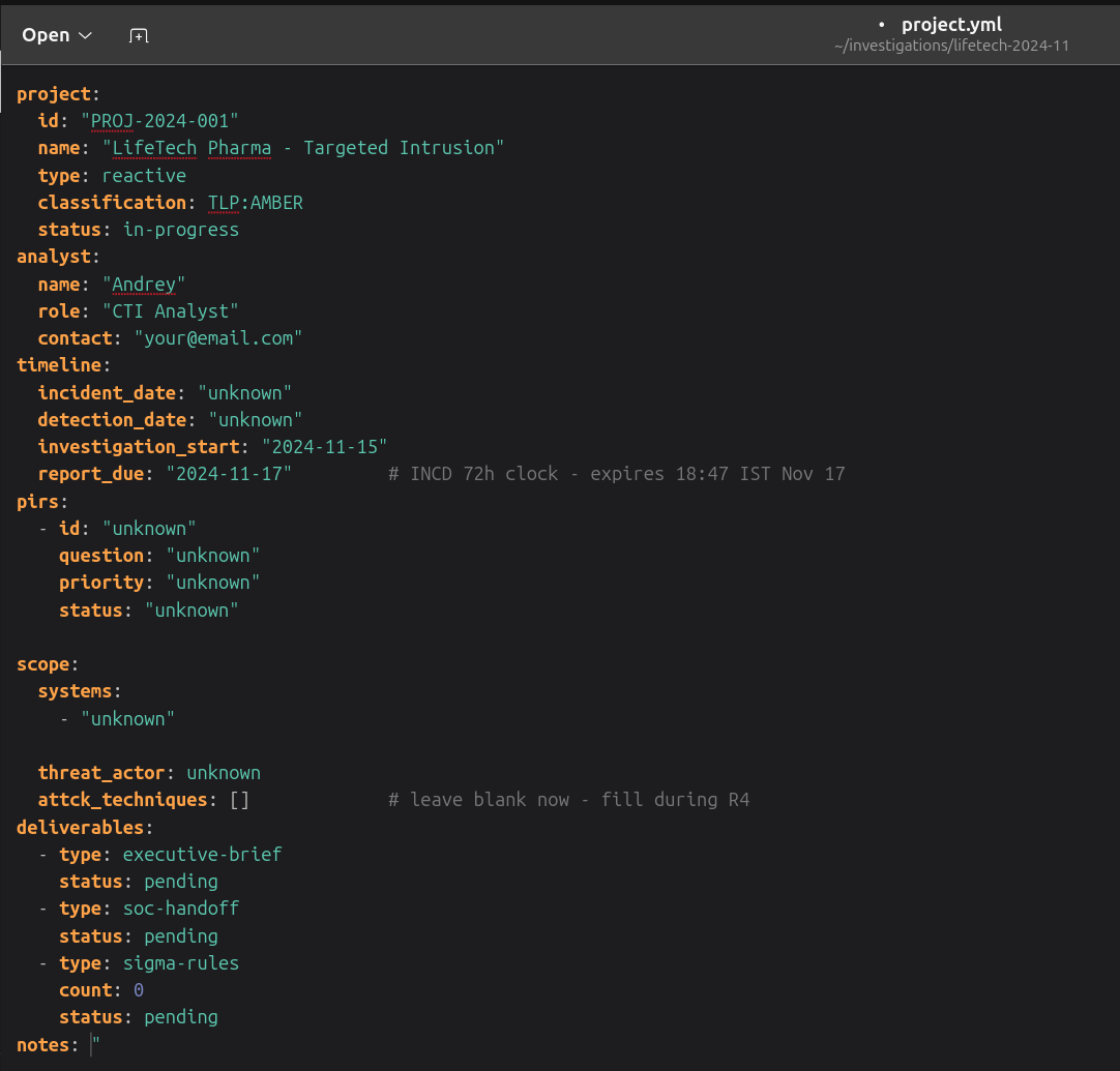 project.yml metadata form
