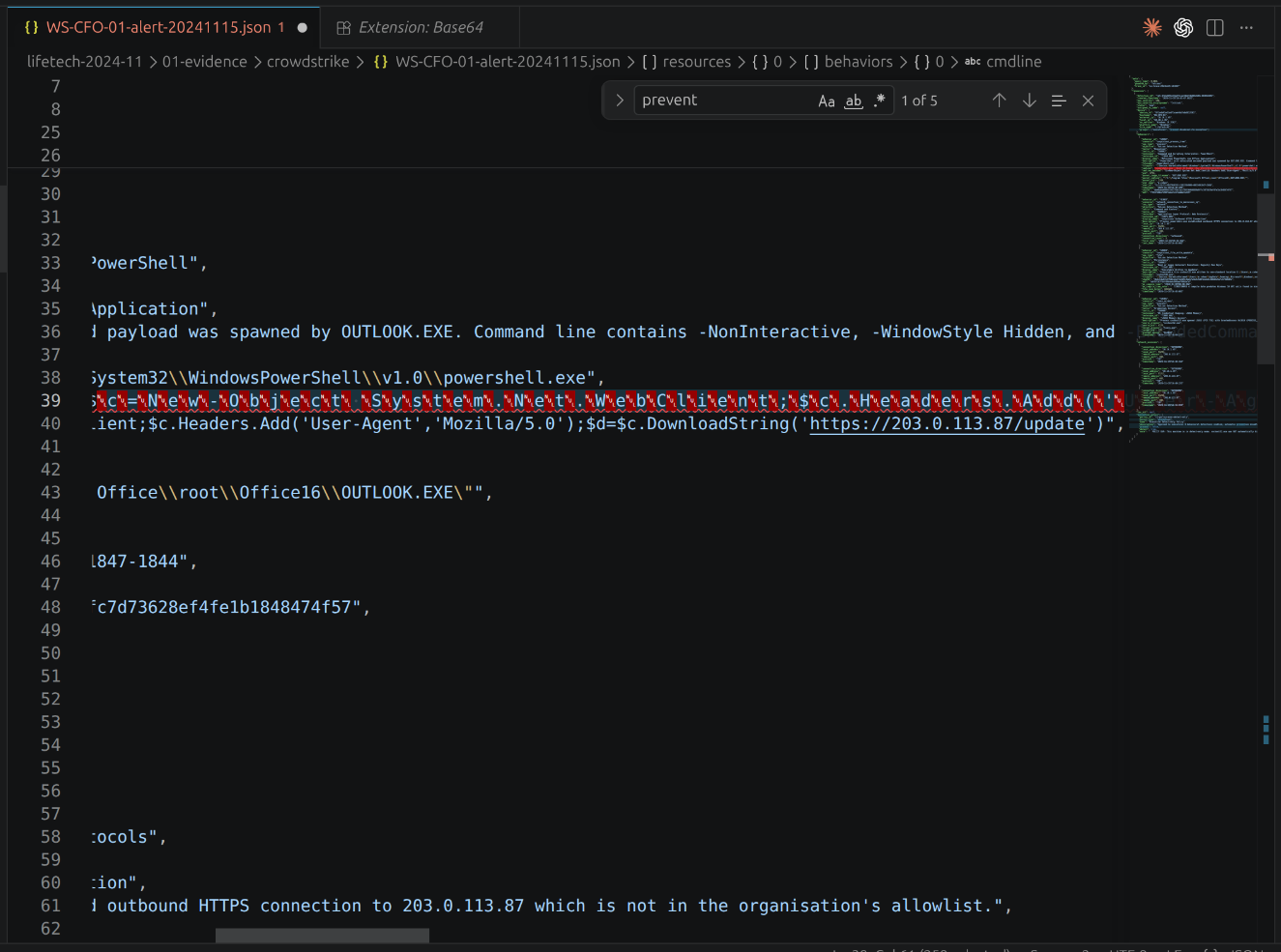 Base64 decode step 2 — decoded payload
