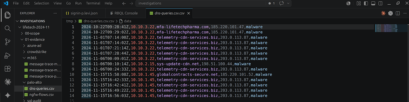 Full malware DNS query timeline