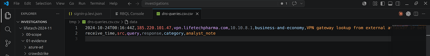Attacker recon — VPN hostname lookup