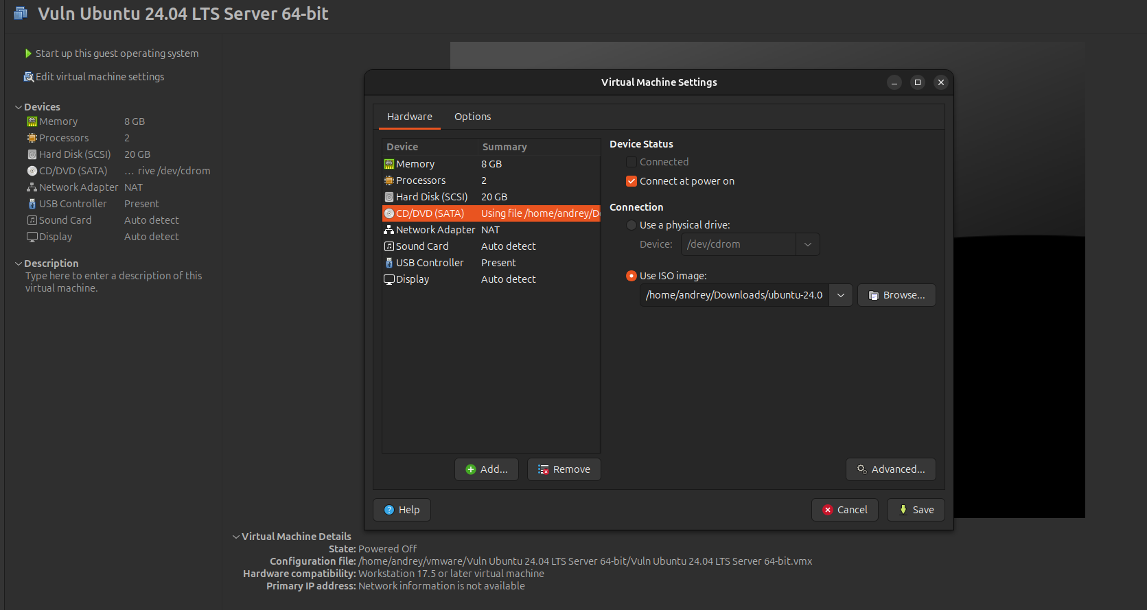 Building an extremely vulnerable Ubuntu 24 04 server lab bonus full PT with HexStrike — In VMware: