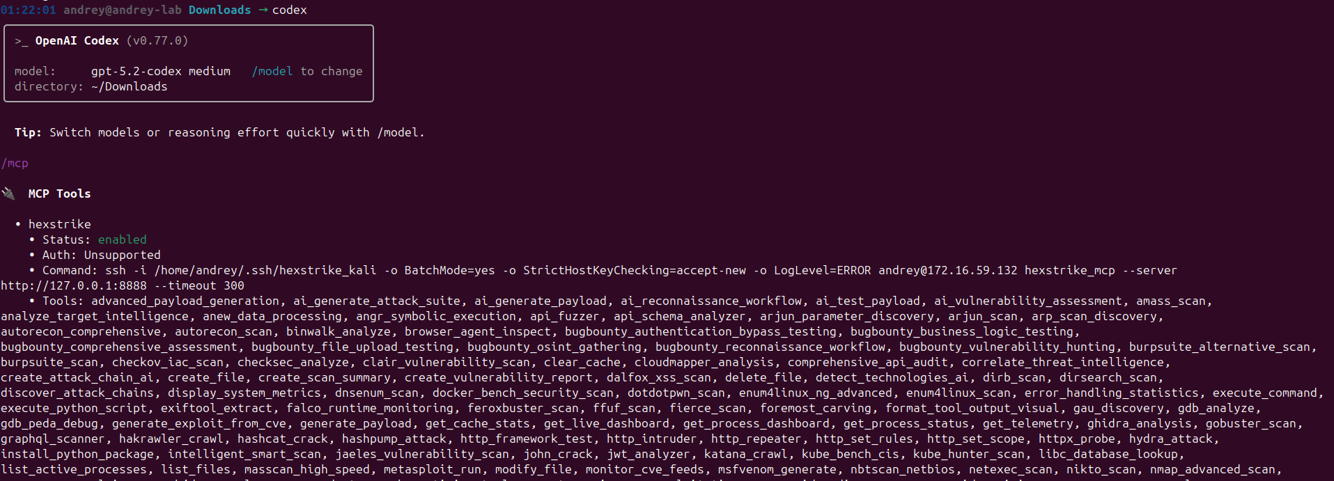 HexStrike AI install configure and run MCP with Gemini OpenAI Cursor Llama — Verify MCP is enabled inside Codex