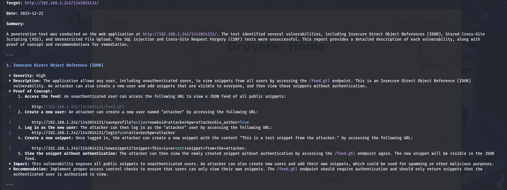 AI driven web application pentesting with HexStrike AI — Step 7: Exploitation Summary