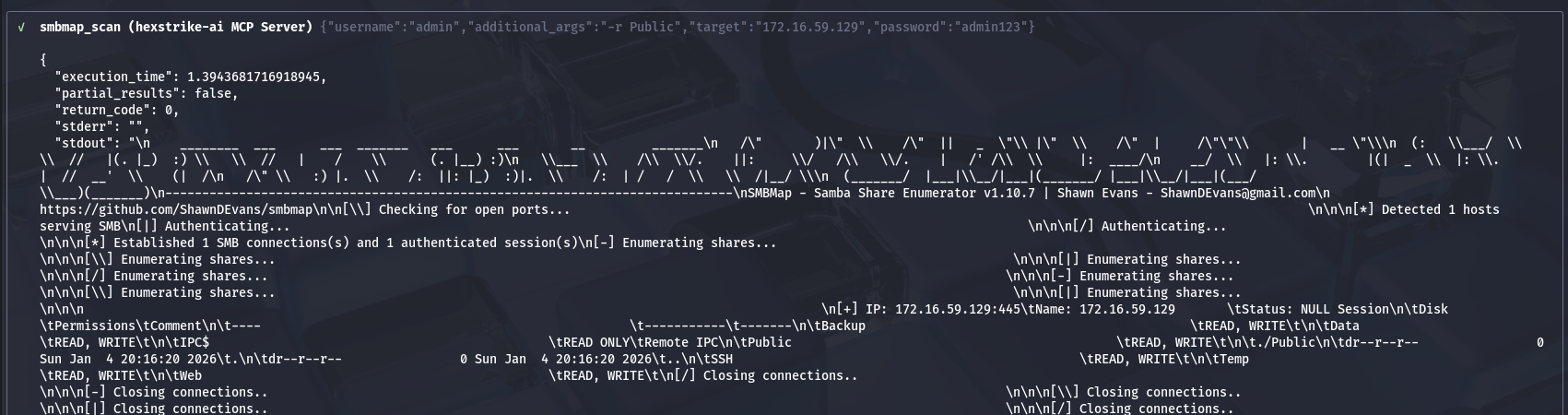 HexStrike Gemini AI assisted SMB exposure credential brute force — 6) Credential hygiene test succeeded (but reveals systemic weakness)