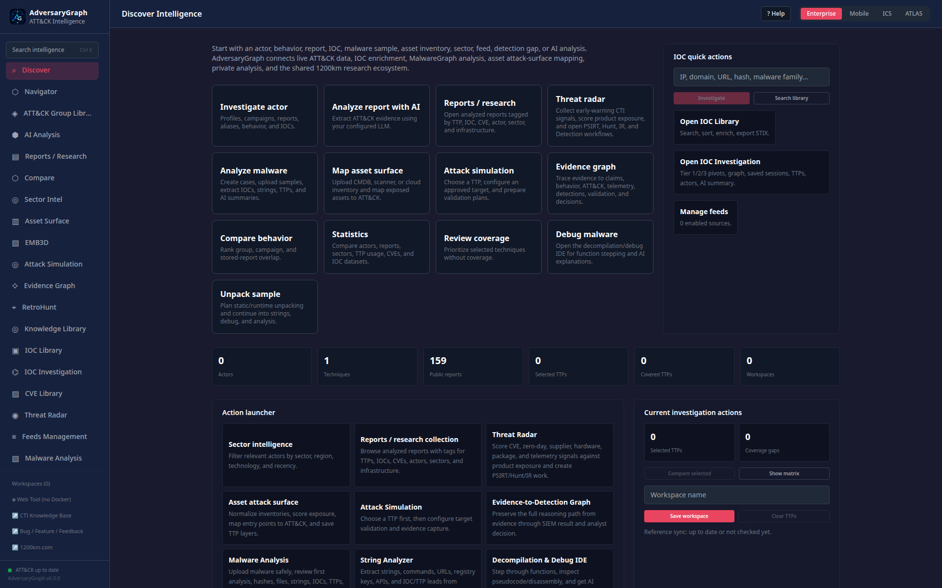 AdversaryGraph v6 Discover workspace