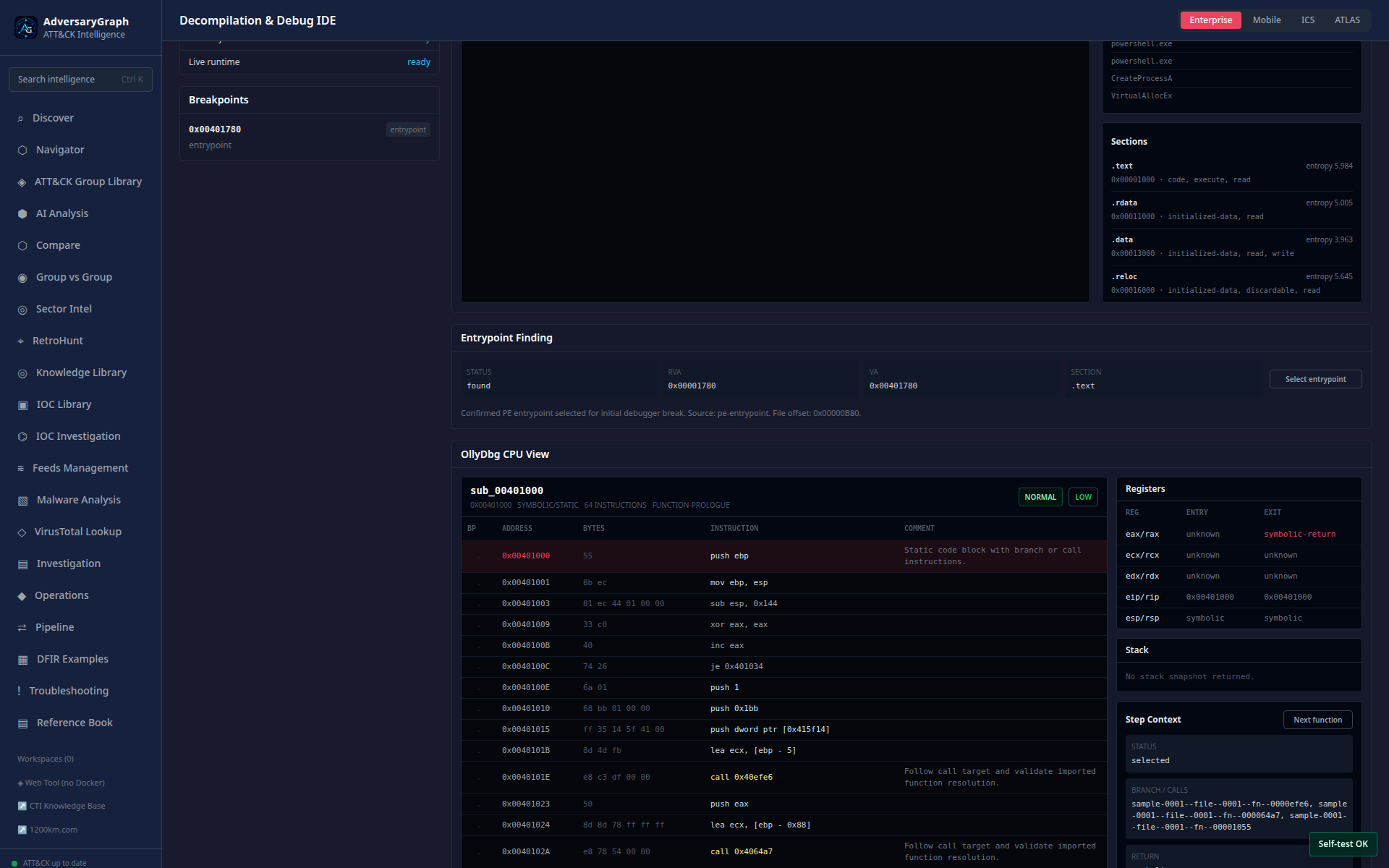 Debugger CPU view
