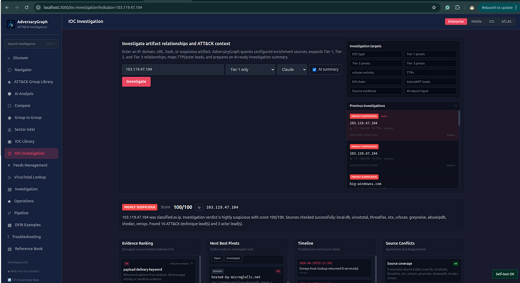 IOC Investigation input for a high-value indicator