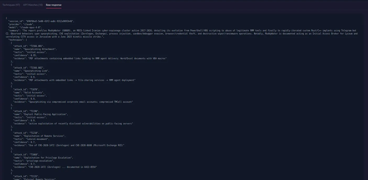 Raw AI analysis response
