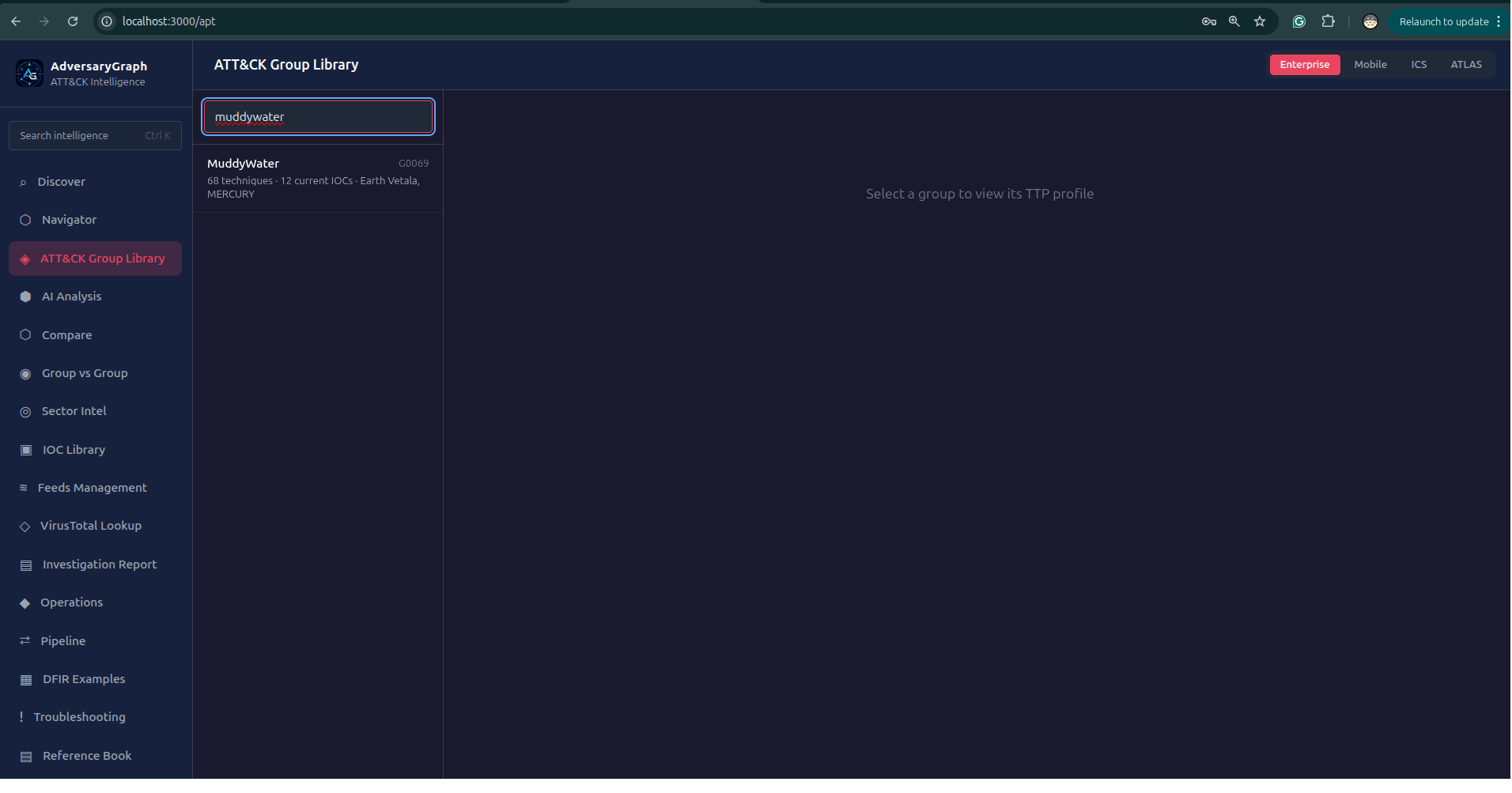 Show Actor TTPs on Matrix workflow