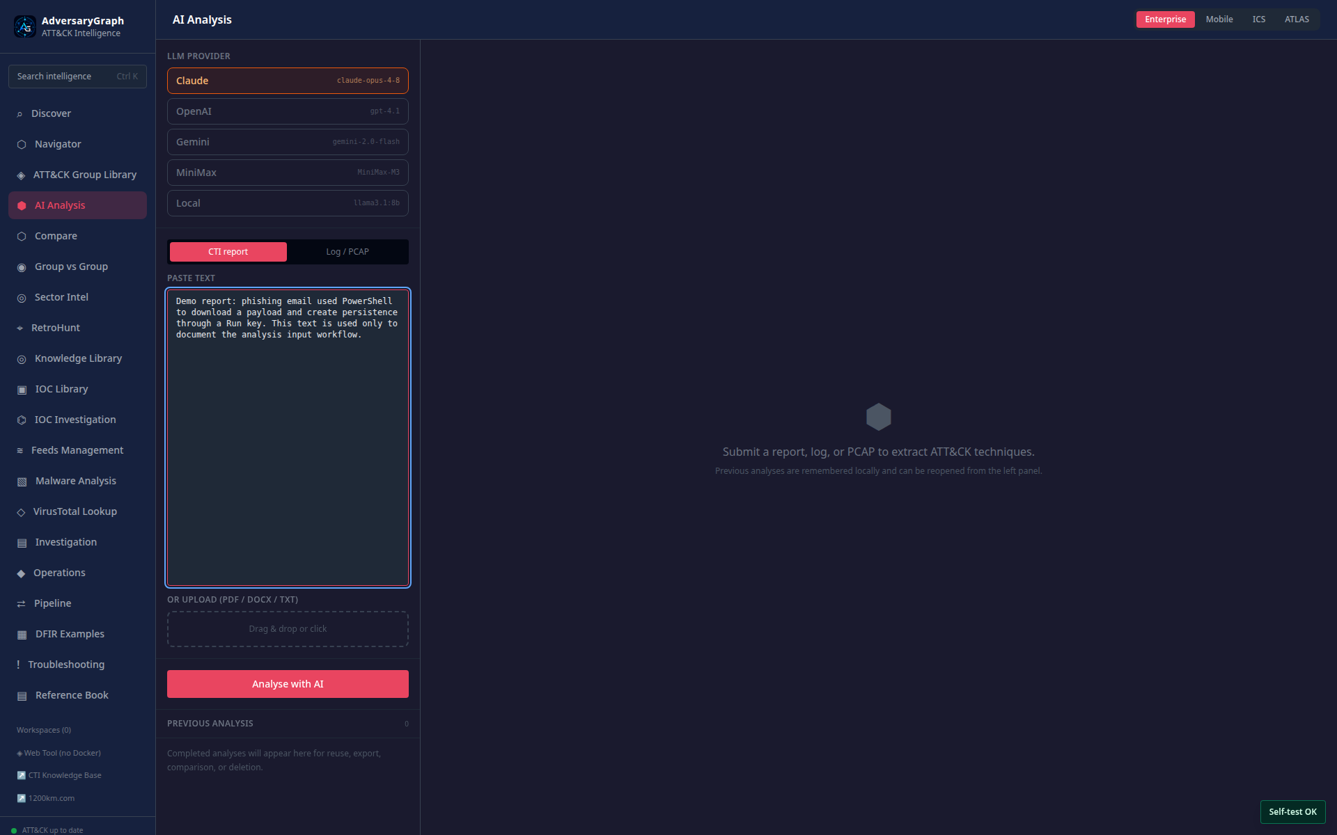 AdversaryGraph AI Analysis page