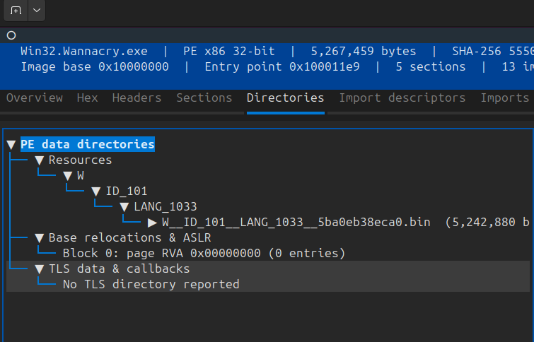 AIDebug TLS data and callback presentation