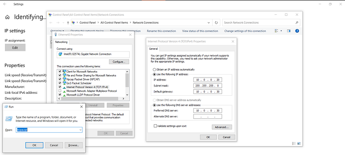 Windows IPv4 configuration pointing the FLARE-VM gateway and DNS to REMnux