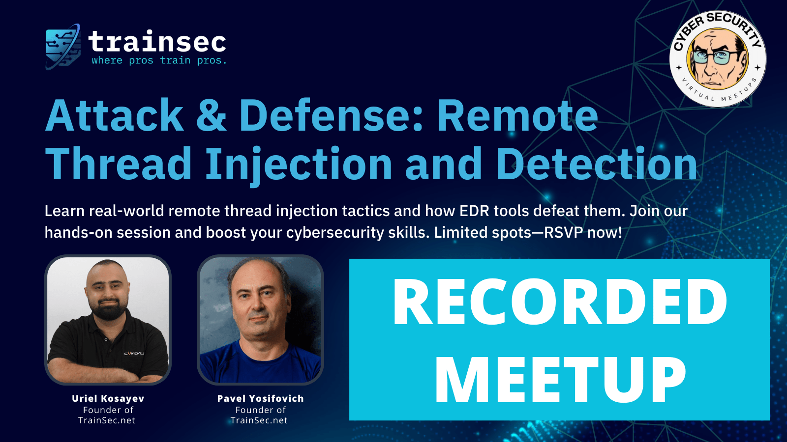 Cover image for Live Workshop: Attack and Defense: Remote Thread Injection and Detection (Recorded)