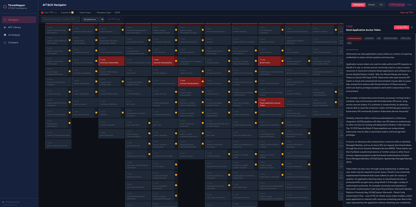 ATT&amp;CK Navigator — building a layer by clicking technique cells